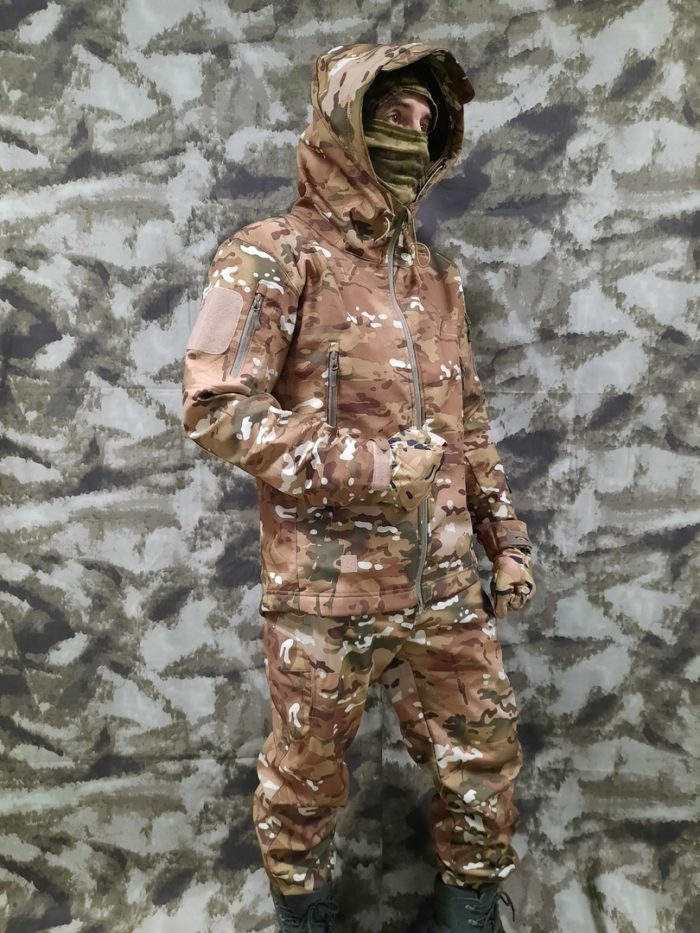 Костюм тактический Softshell, мультикам, спереди