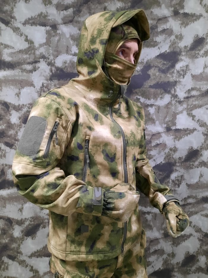 Костюм тактический Softshell, мох, куртка сбоку